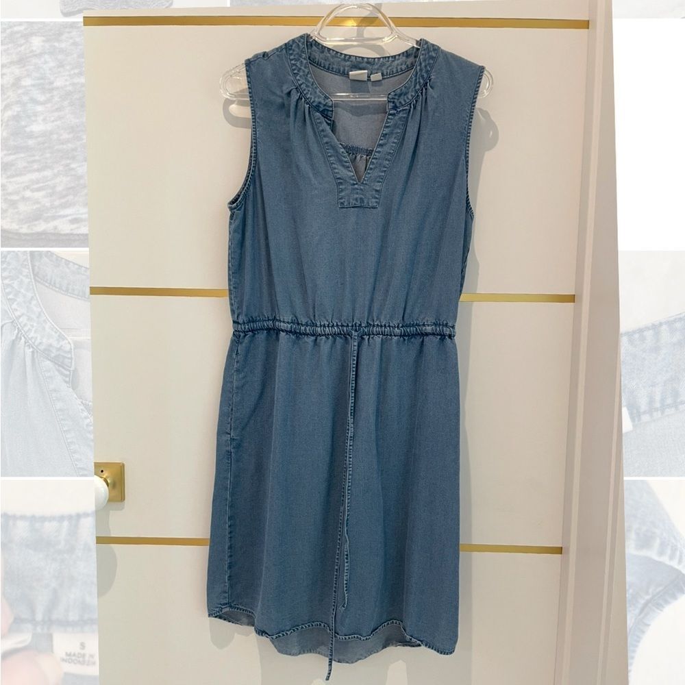 GAP denim short dress sleeveless drawstring waist lycocell  S